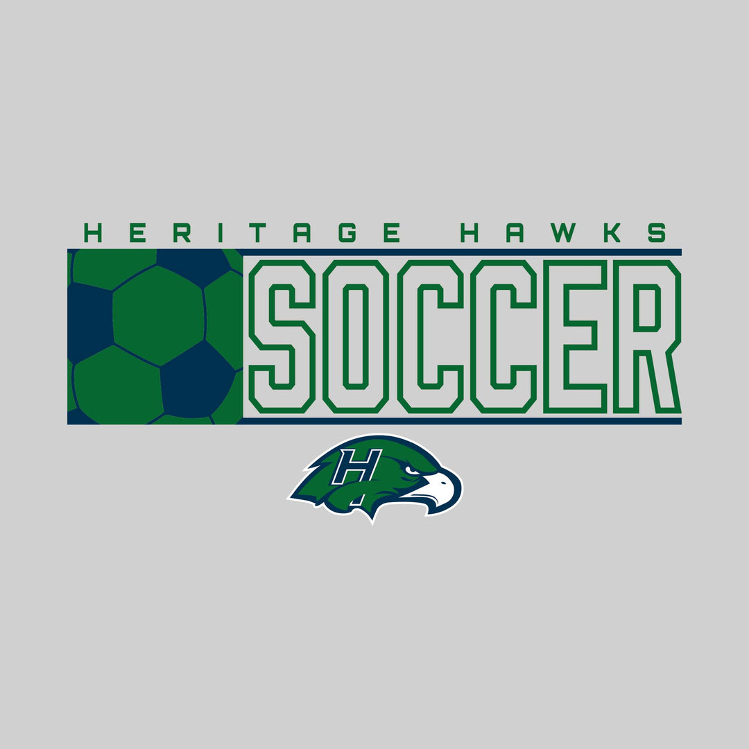 Heritage Hawks - Soccer - School Name with Squared Soccer Ball &amp; Mascot