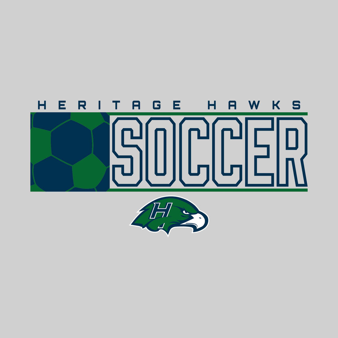 Heritage Hawks - Soccer - School Name with Squared Soccer Ball &amp; Mascot