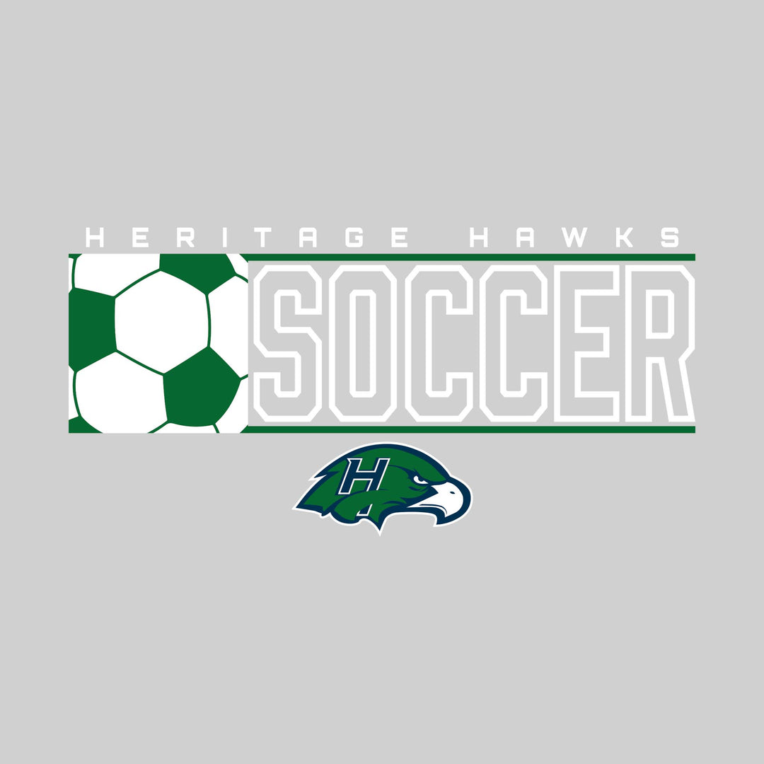 Heritage Hawks - Soccer - School Name with Squared Soccer Ball &amp; Mascot