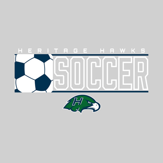 Heritage Hawks - Soccer - School Name with Squared Soccer Ball &amp; Mascot