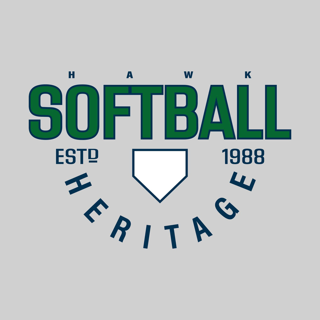 Heritage Hawks - Softball - Softball with Established Year and Arched School Name