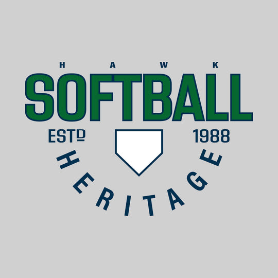 Heritage Hawks - Softball - Softball with Established Year and Arched School Name