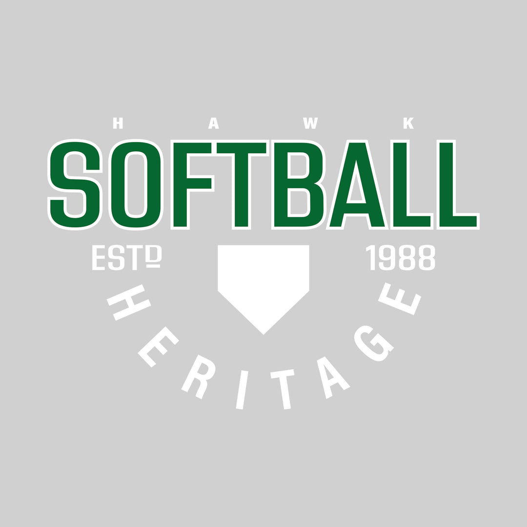Heritage Hawks - Softball - Softball with Established Year and Arched School Name