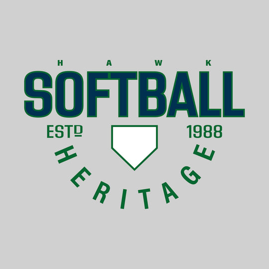 Heritage Hawks - Softball - Softball with Established Year and Arched School Name