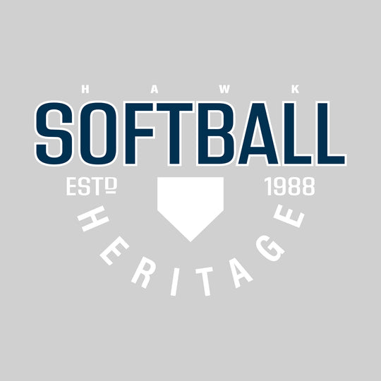 Heritage Hawks - Softball - Softball with Established Year and Arched School Name