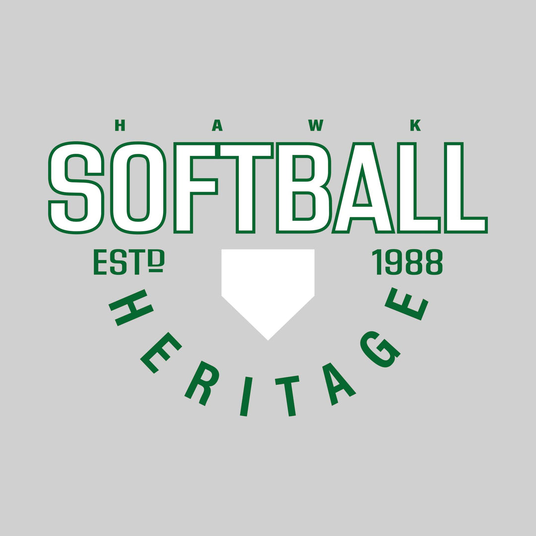 Heritage Hawks - Softball - Softball with Established Year and Arched School Name