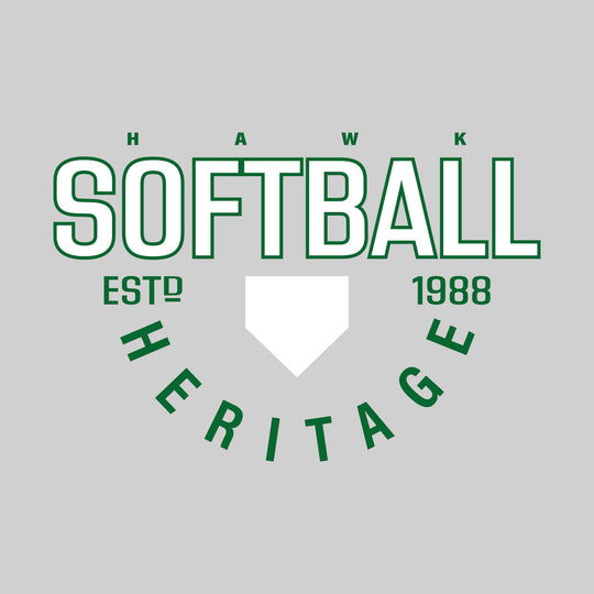 Heritage Hawks - Softball - Softball with Established Year and Arched School Name