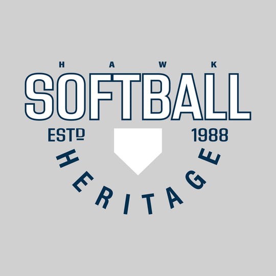 Heritage Hawks - Softball - Softball with Established Year and Arched School Name