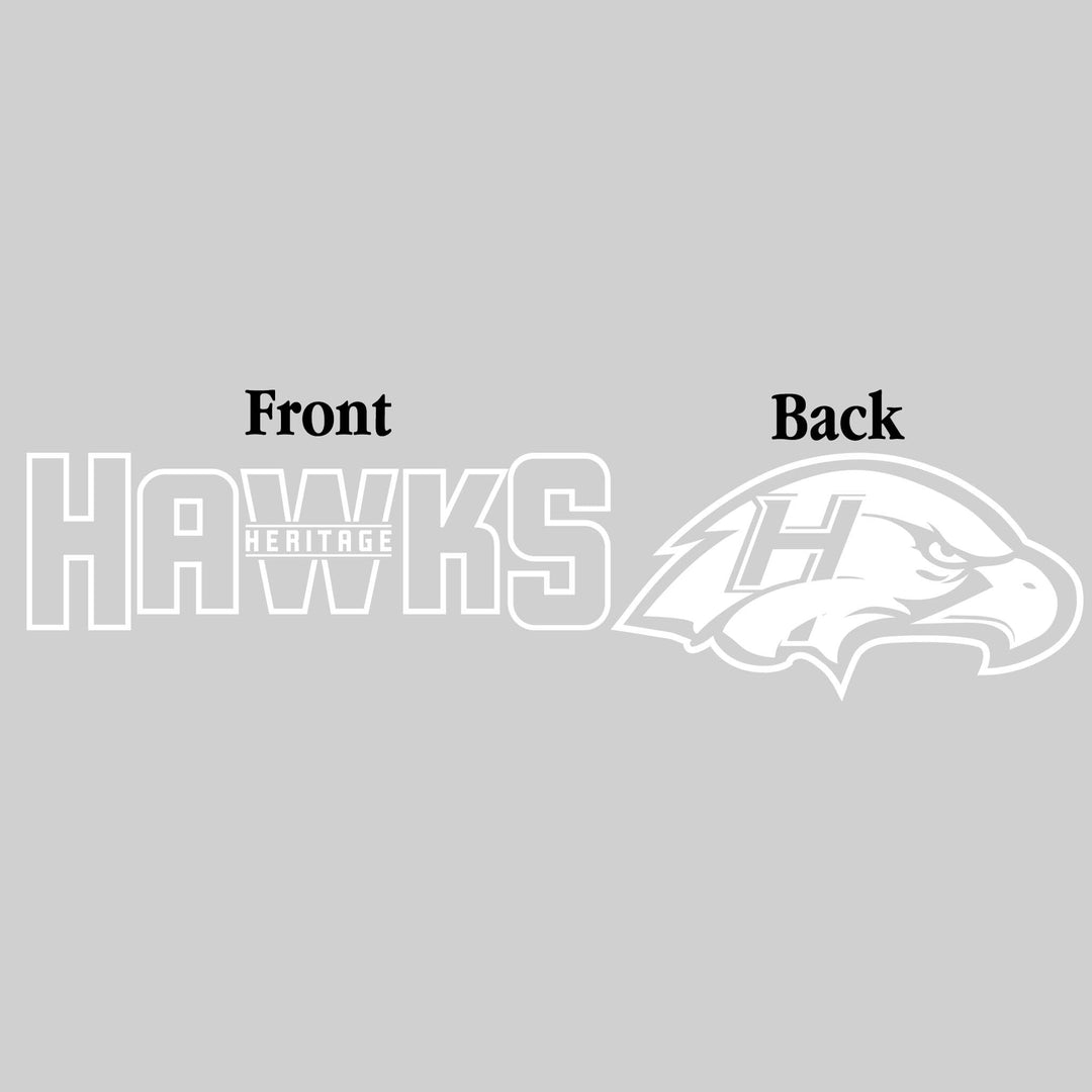 Heritage Hawks - Spirit Wear - Black & White - Mascot Name with Back Mascot