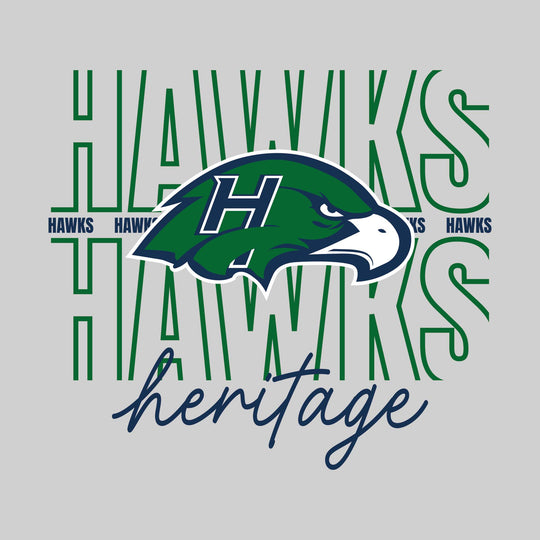 Heritage Hawks - Spirit Wear - Outlined Hawks with Cursive School Name