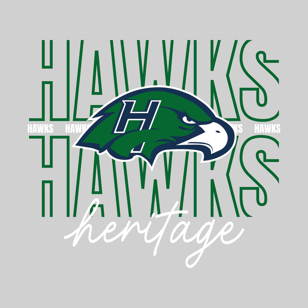 Heritage Hawks - Spirit Wear - Outlined Hawks with Cursive School Name