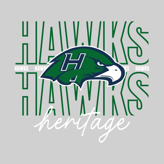 Heritage Hawks - Spirit Wear - Outlined Hawks with Cursive School Name