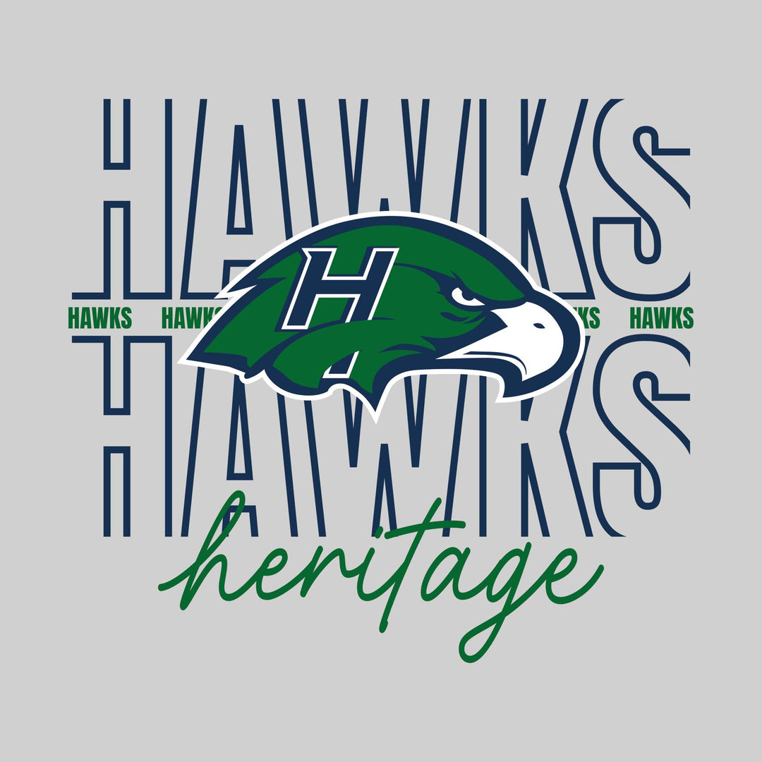 Heritage Hawks - Spirit Wear - Outlined Hawks with Cursive School Name