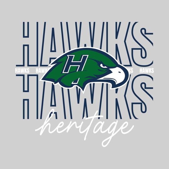 Heritage Hawks - Spirit Wear - Outlined Hawks with Cursive School Name