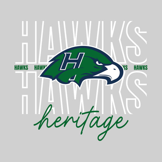 Heritage Hawks - Spirit Wear - Outlined Hawks with Cursive School Name