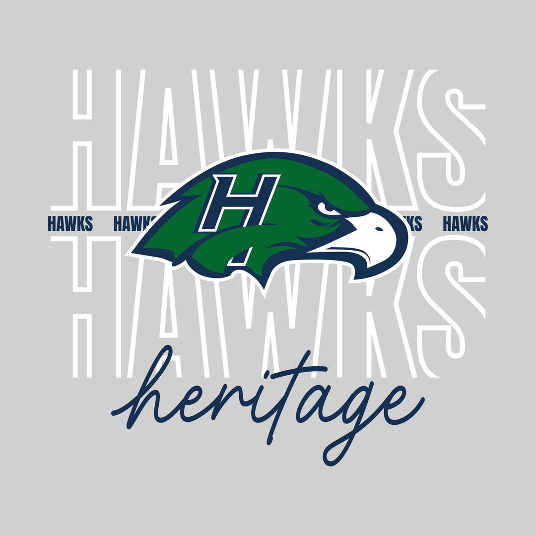 Heritage Hawks - Spirit Wear - Outlined Hawks with Cursive School Name