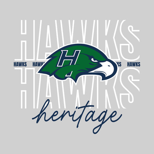 Heritage Hawks - Spirit Wear - Outlined Hawks with Cursive School Name
