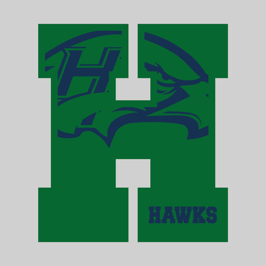 Heritage Hawks - Spirit Wear - Oversized Letter with Mascot Inset