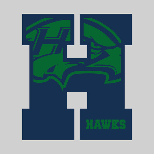 Heritage Hawks - Spirit Wear - Oversized Letter with Mascot Inset