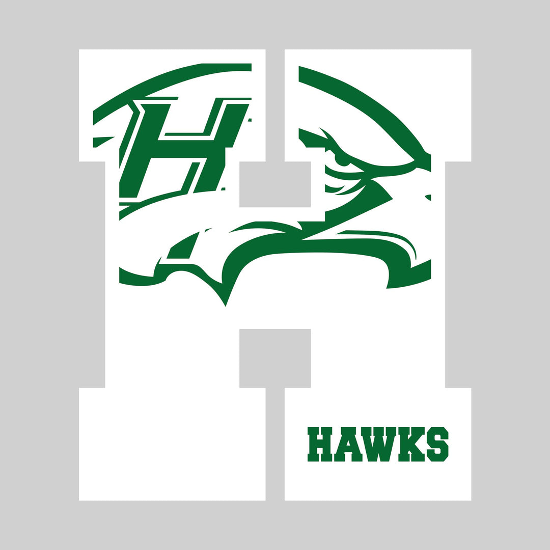 Heritage Hawks - Spirit Wear - Oversized Letter with Mascot Inset