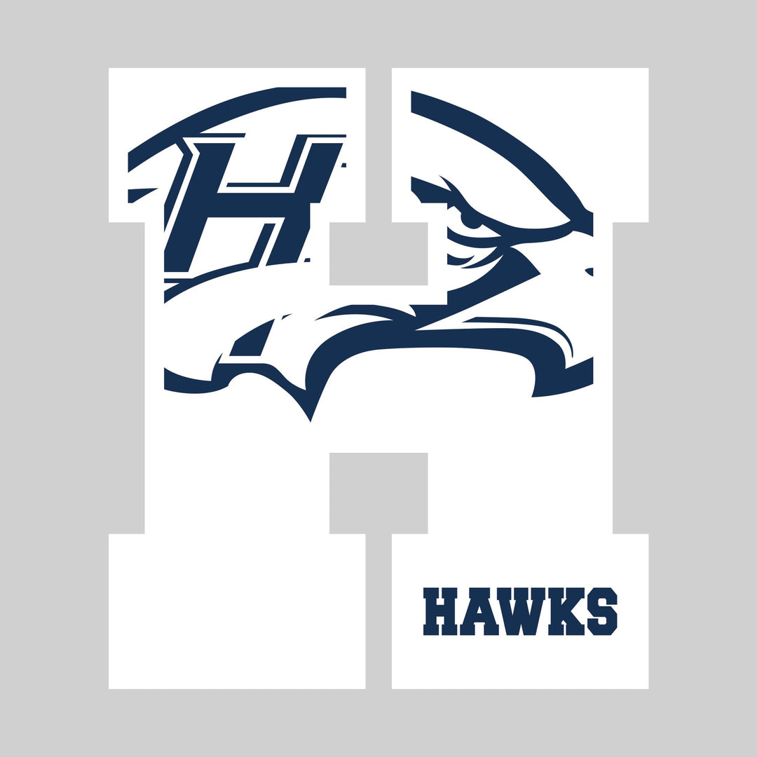 Heritage Hawks - Spirit Wear - Oversized Letter with Mascot Inset