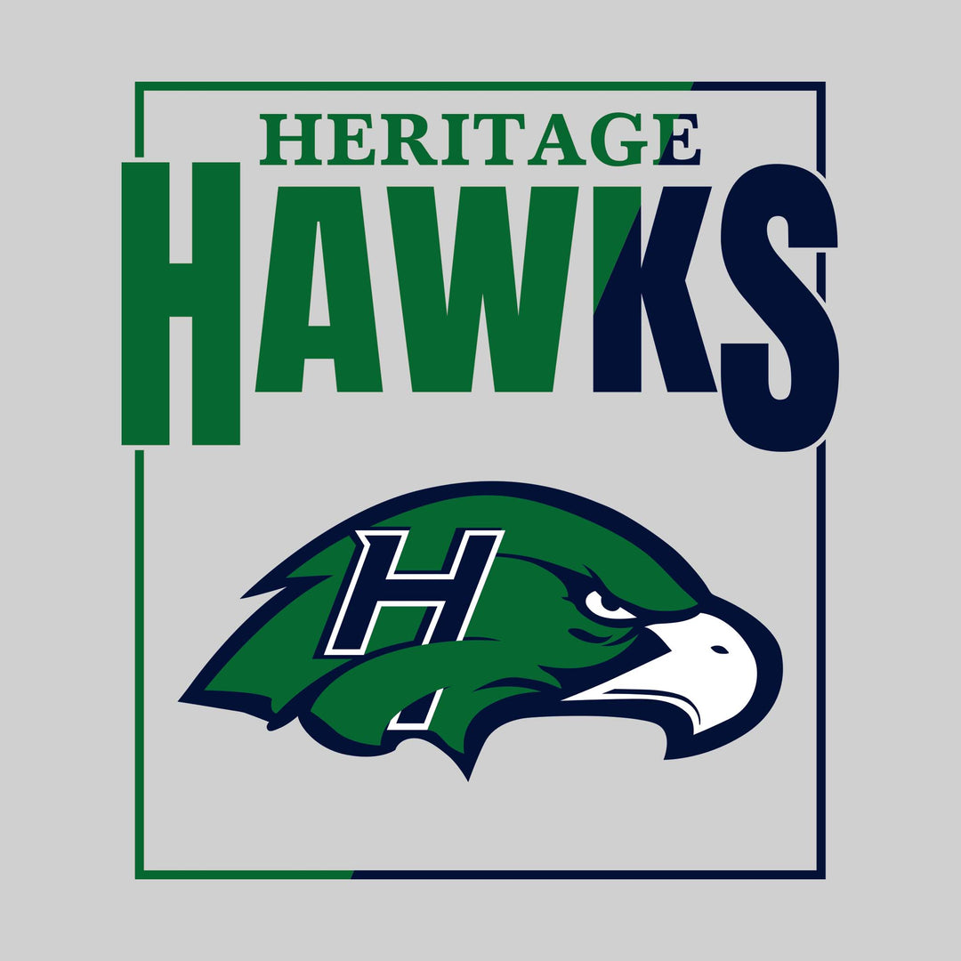 Heritage Hawks - School Spirit Wear - Split-Color Boxed with Logo