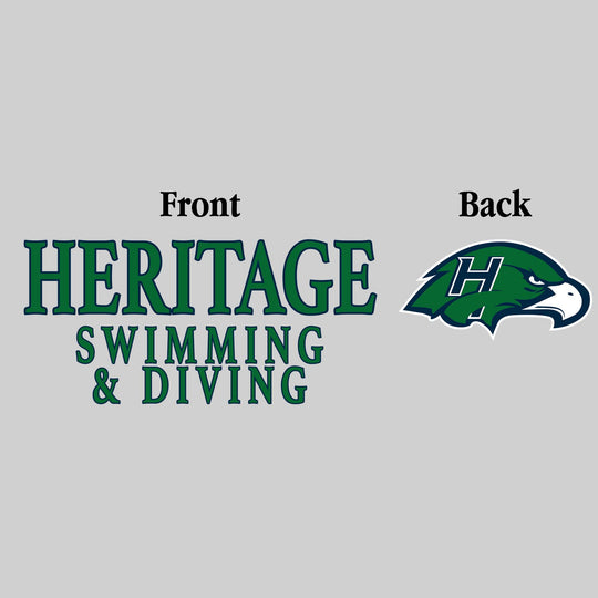 Heritage Hawks - Swimming & Diving - Heritage Swimming & Diving - Outlined Text Mascot on Back