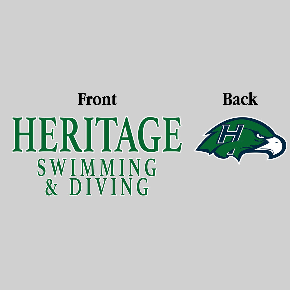 Heritage Hawks - Swimming & Diving - Heritage Swimming & Diving - Outlined Text Mascot on Back