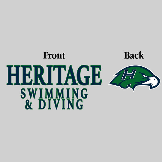 Heritage Hawks - Swimming & Diving - Heritage Swimming & Diving - Outlined Text Mascot on Back