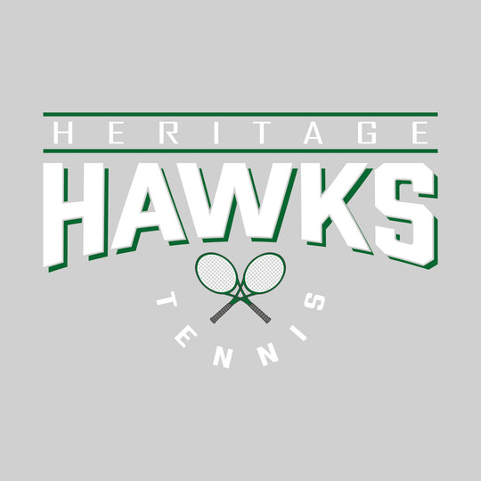 Heritage Hawks - Tennis - Bracketed School Name Over Crossed Tennis Rackets