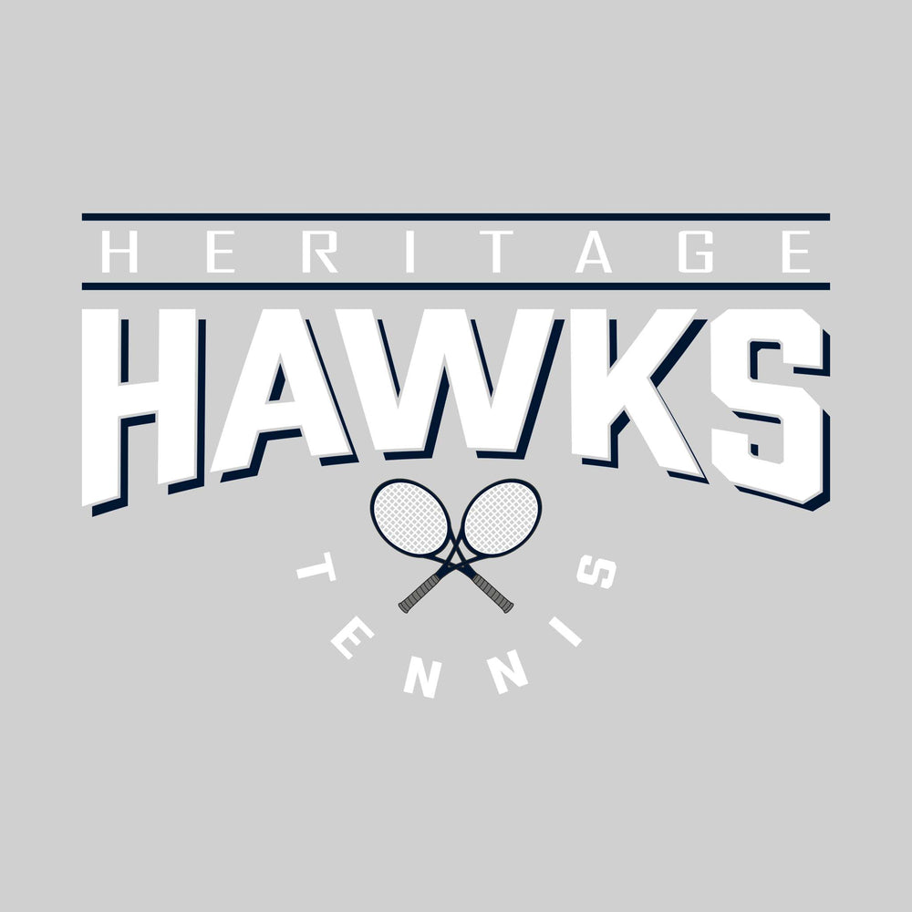 Heritage Hawks - Tennis - Bracketed School Name Over Crossed Tennis Rackets