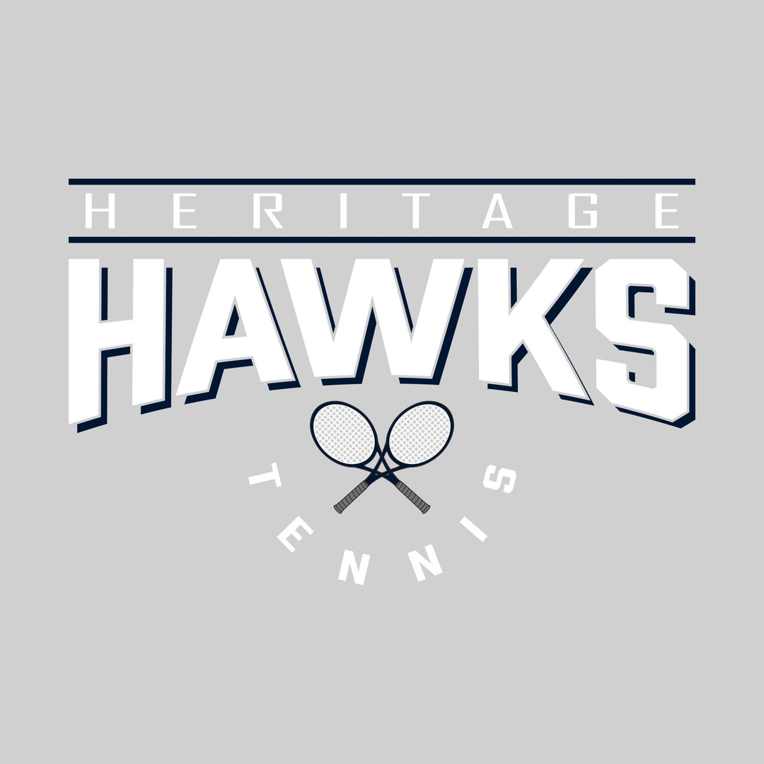 Heritage Hawks - Tennis - Bracketed School Name Over Crossed Tennis Rackets