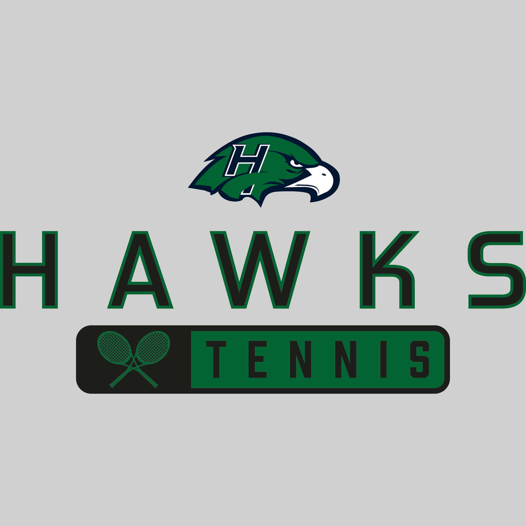 Heritage Hawks - Tennis - Mascot Over Name with Rounded Rectangle