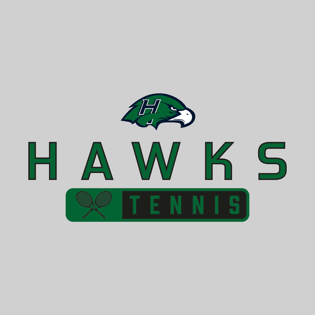 Heritage Hawks - Tennis - Mascot Over Name with Rounded Rectangle