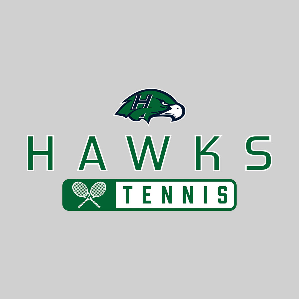 Heritage Hawks - Tennis - Mascot Over Name with Rounded Rectangle