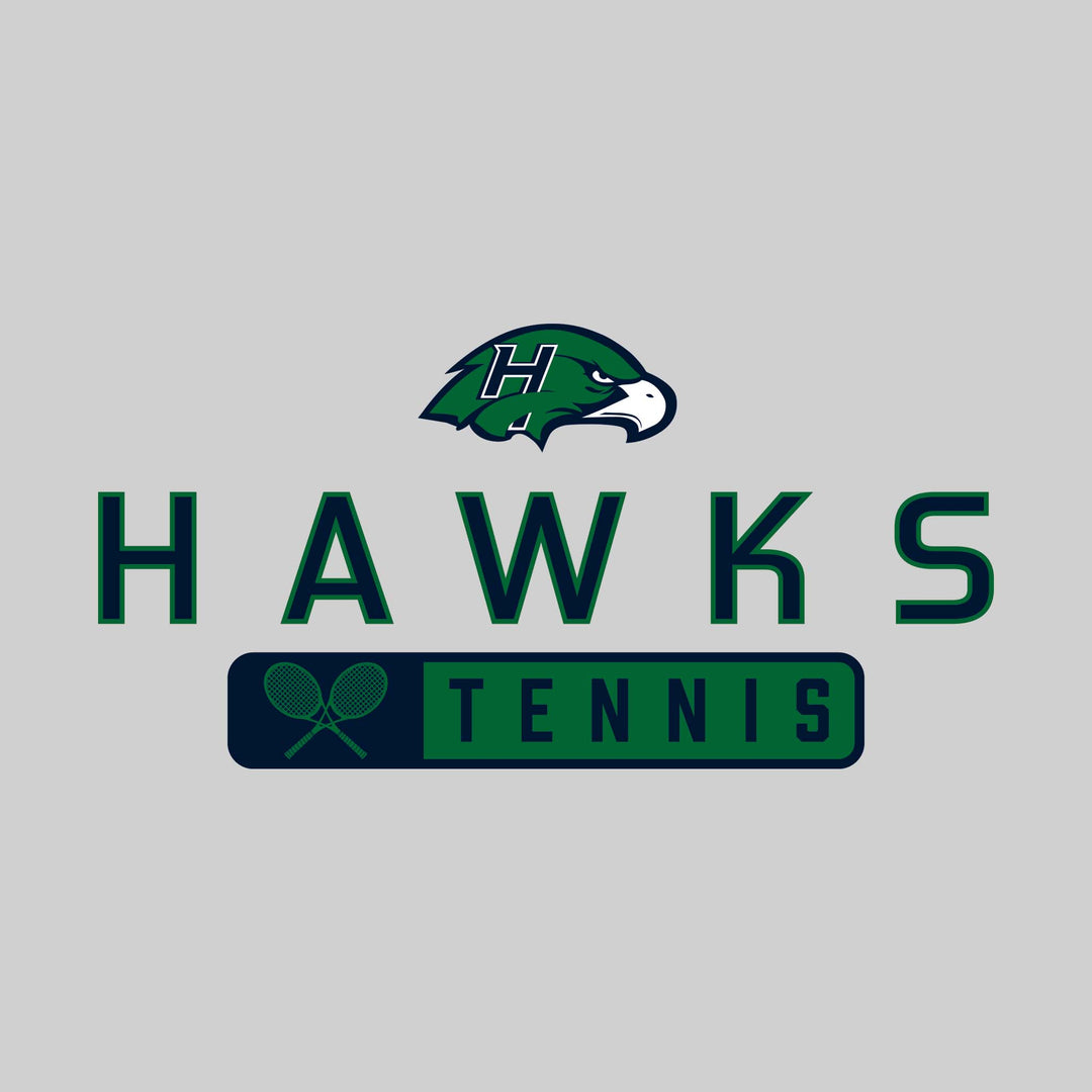 Heritage Hawks - Tennis - Mascot Over Name with Rounded Rectangle