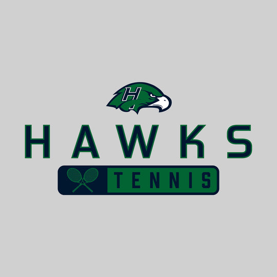 Heritage Hawks - Tennis - Mascot Over Name with Rounded Rectangle