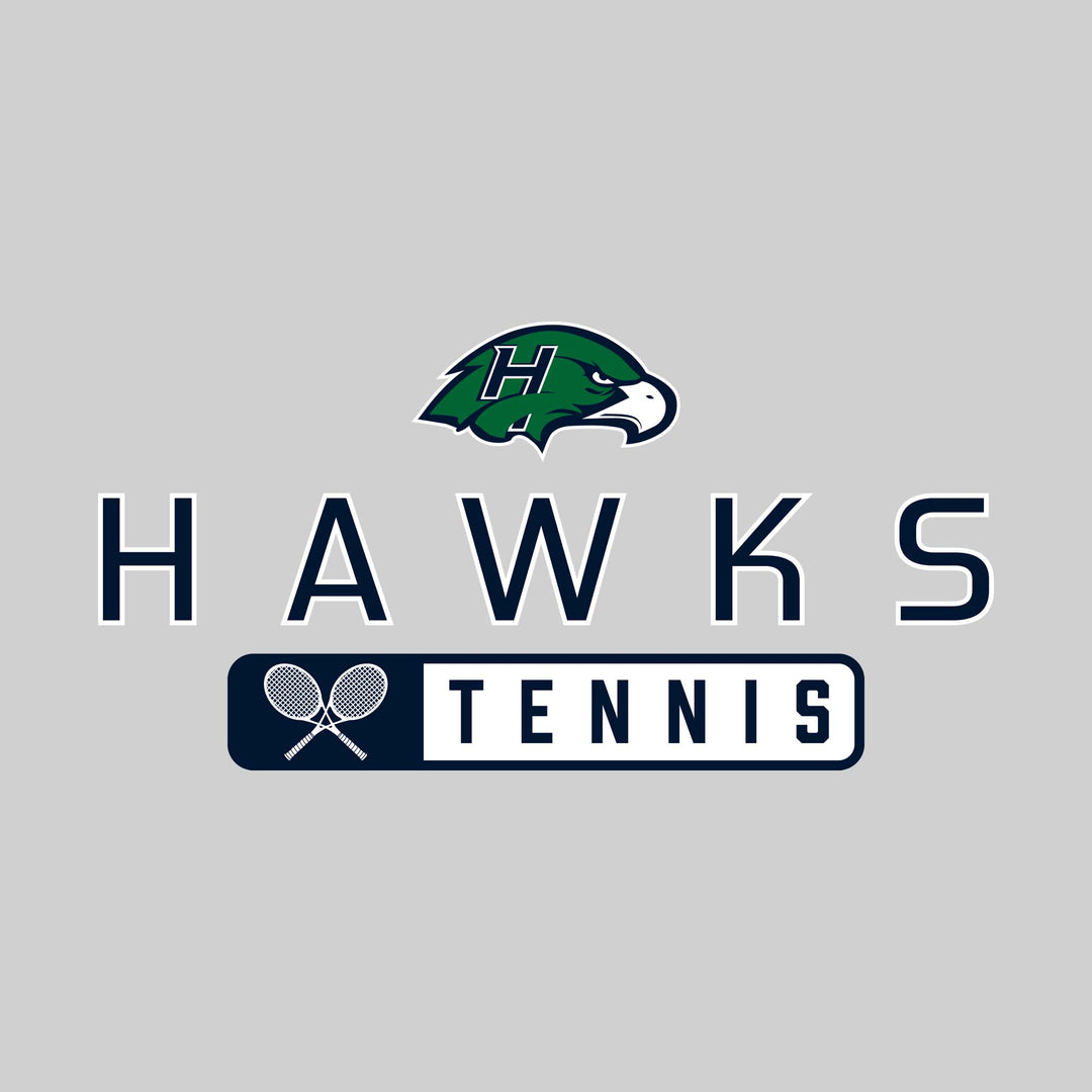 Heritage Hawks - Tennis - Mascot Over Name with Rounded Rectangle