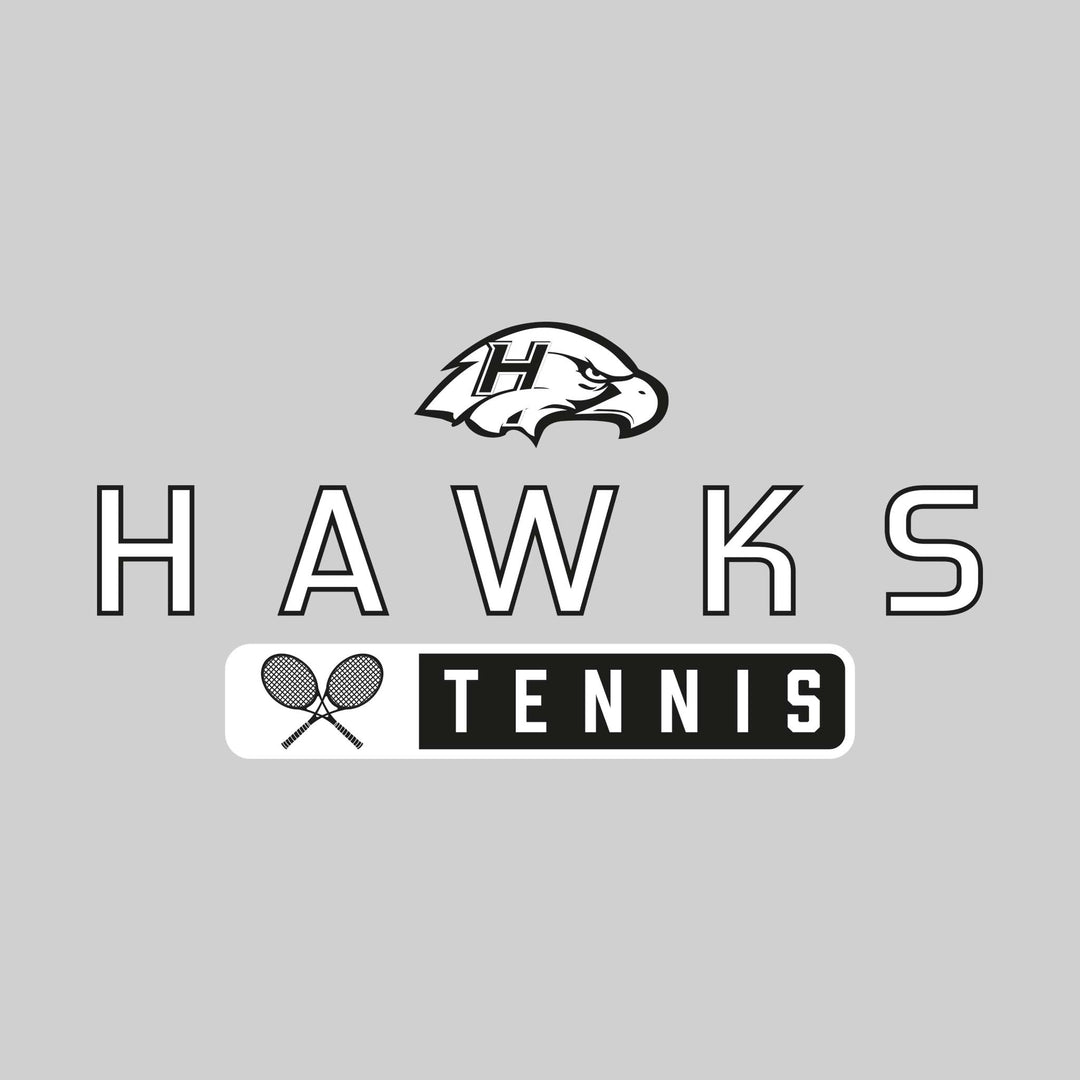 Heritage Hawks - Tennis - Mascot Over Name with Rounded Rectangle