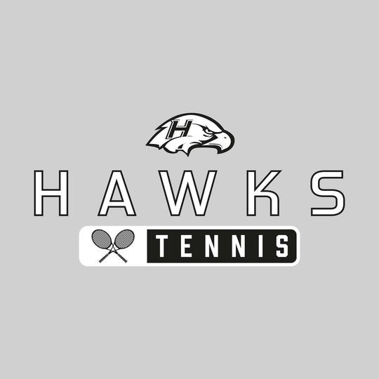 Heritage Hawks - Tennis - Mascot Over Name with Rounded Rectangle