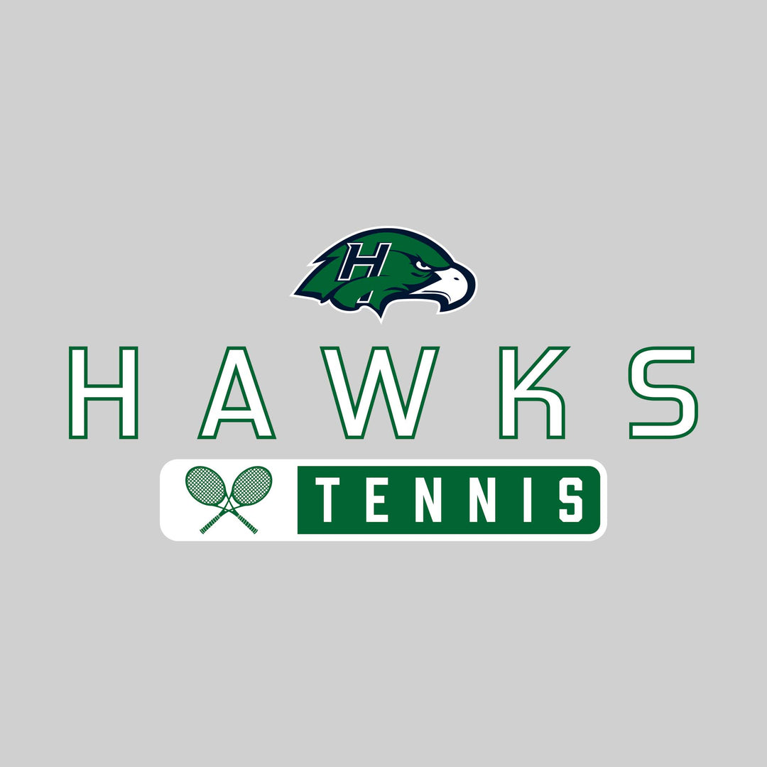 Heritage Hawks - Tennis - Mascot Over Name with Rounded Rectangle