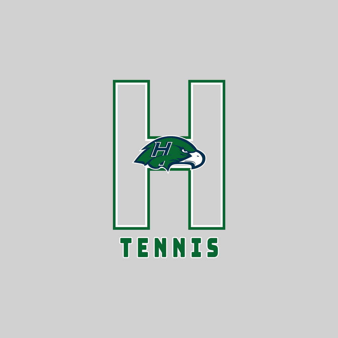 Heritage Hawks - Tennis - Outlined Letters Over Tennis