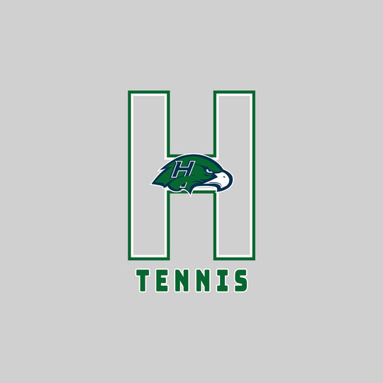 Heritage Hawks - Tennis - Outlined Letters Over Tennis