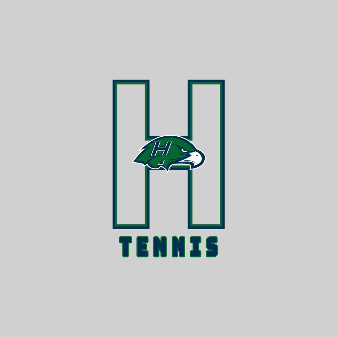 Heritage Hawks - Tennis - Outlined Letters Over Tennis