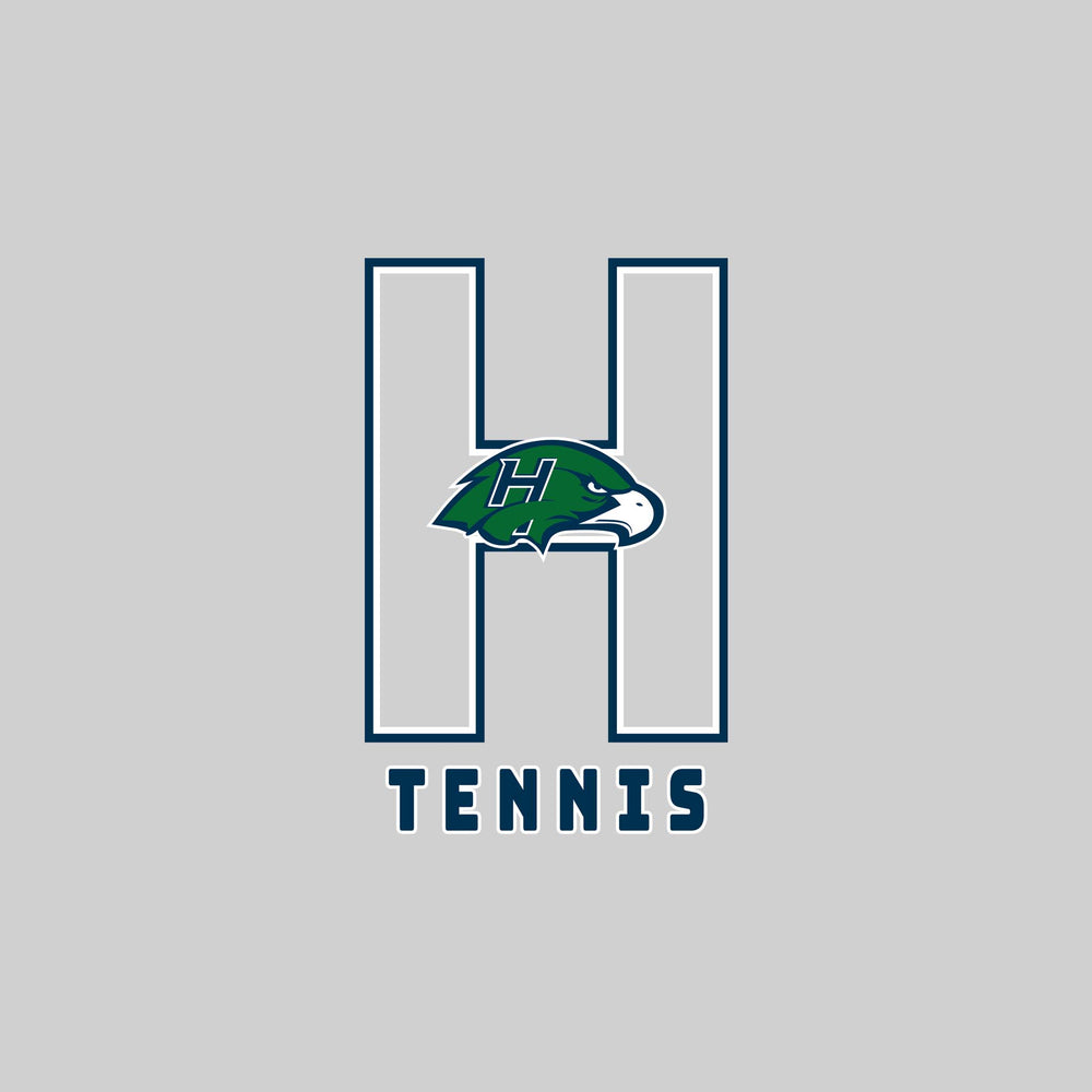 Heritage Hawks - Tennis - Outlined Letters Over Tennis
