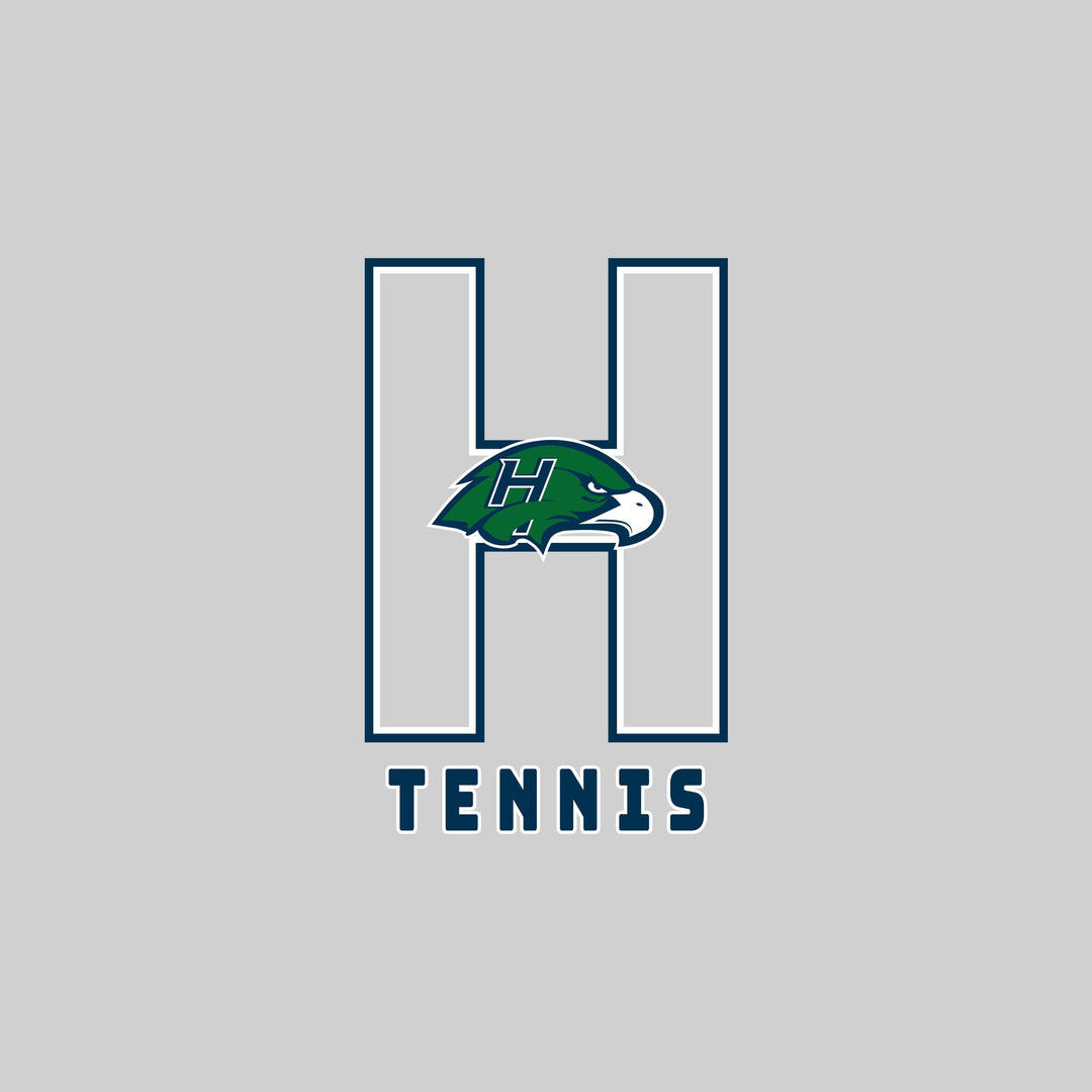 Heritage Hawks - Tennis - Outlined Letters Over Tennis