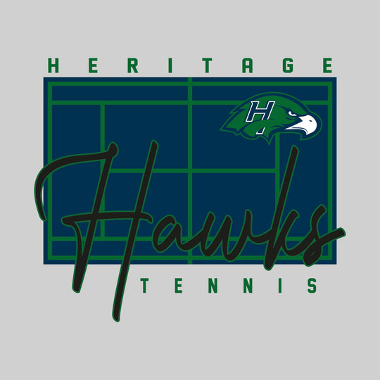 Heritage Hawks - Tennis - Tennis Court with School Name and Mascot