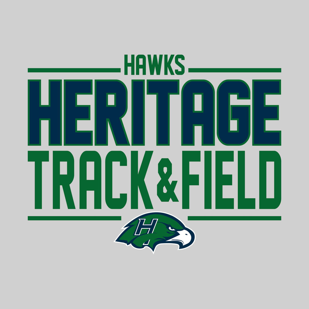 Heritage Hawks - Track &amp; Field - Bracketed School Name with Lower Mascot