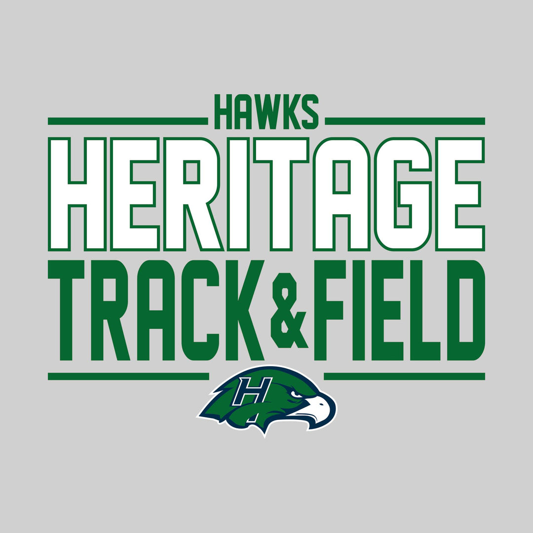 Heritage Hawks - Track &amp; Field - Bracketed School Name with Lower Mascot