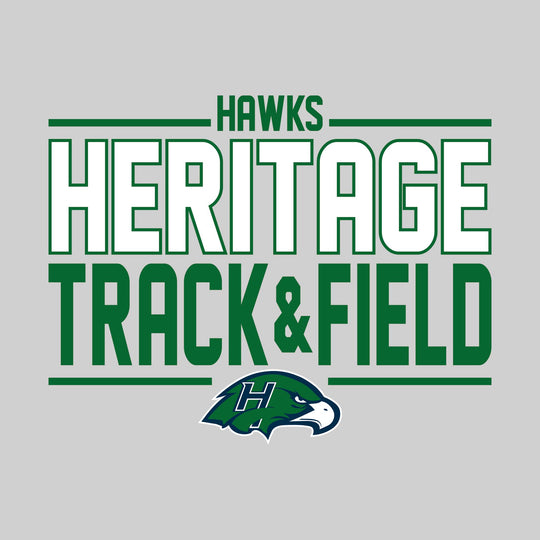 Heritage Hawks - Track &amp; Field - Bracketed School Name with Lower Mascot